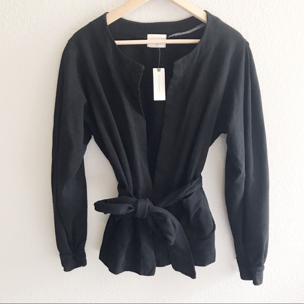 NWT Anthropologie T.la black terry jacket w/ tie